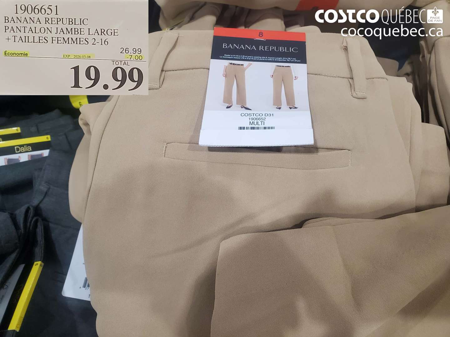 1906651 BANANA REPUBLIC PANTALON JAMBE LARGE + TAILLES FEMMES 2-16 ($7.00 INSTANT SAVINGS EXPIRES ON 2026-03-08) $19.99