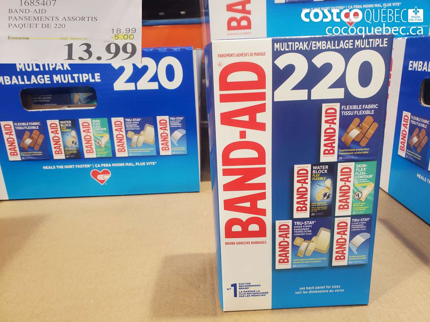 1685407 BAND-AID PANSEMENTS ASSORTIS PAQUET DE 220 ($5.00 INSTANT SAVINGS EXPIRES ON 2026-03-15) $13.99