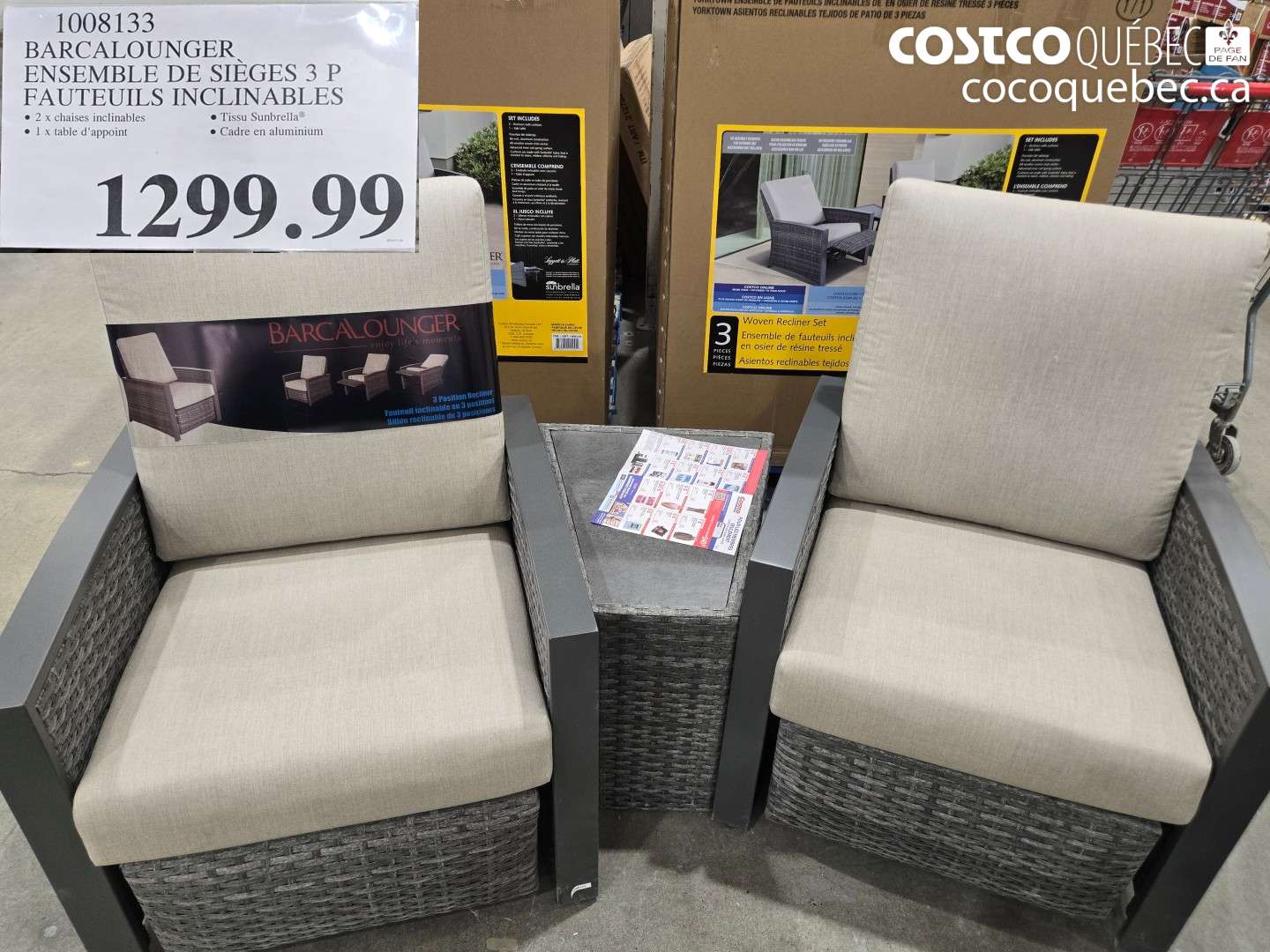 1008133 BARCALOUNGER ENSEMBLE DE SIEGES 3 P FAUTEUILS INCLINABLES $1299.99