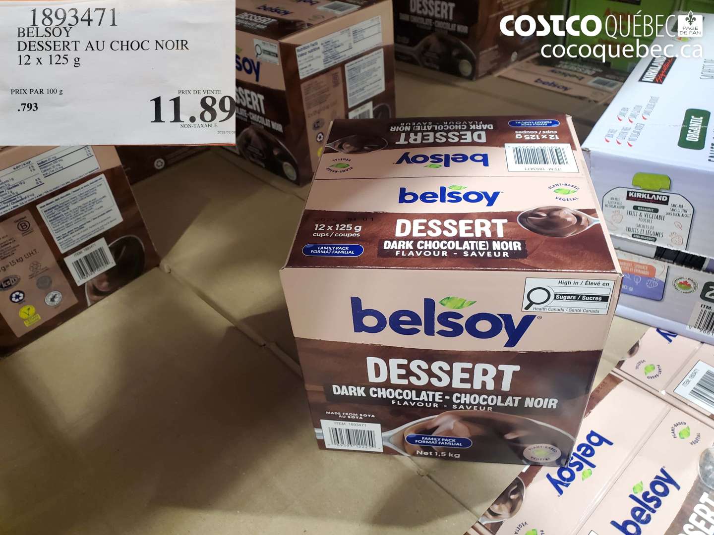 1893471 BELSOY DESSERT AU CHOC NOIR 12 x 125 g $11.89