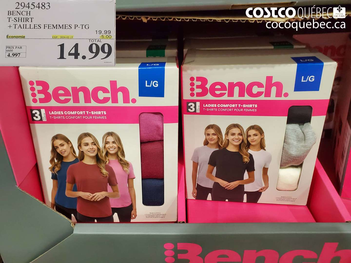 2945483 BENCH T-SHIRT + TAILLES FEMMES P-TG ($5.00 INSTANT SAVINGS EXPIRES ON 2026-02-15) $14.99