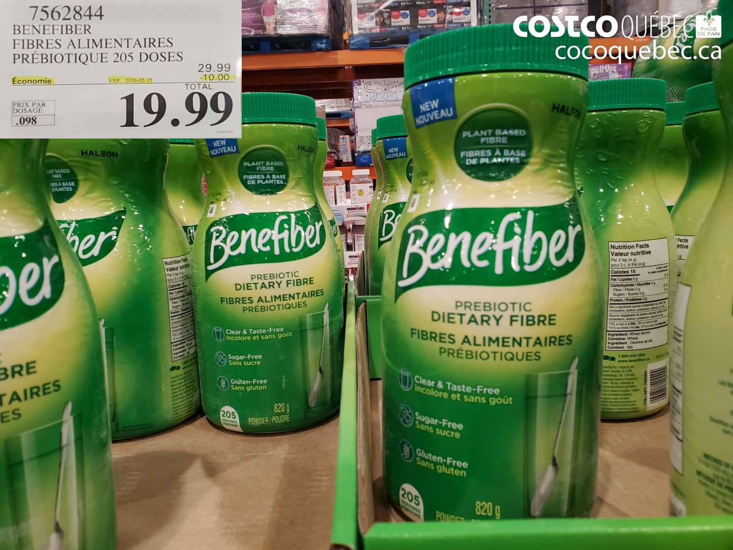 7562844 BENEFIBER FIBRES ALIMENTAIRES PRÉBIOTIQUE 205 DOSES ($10.00 INSTANT SAVINGS EXPIRES ON 2026-02-15) $19.99