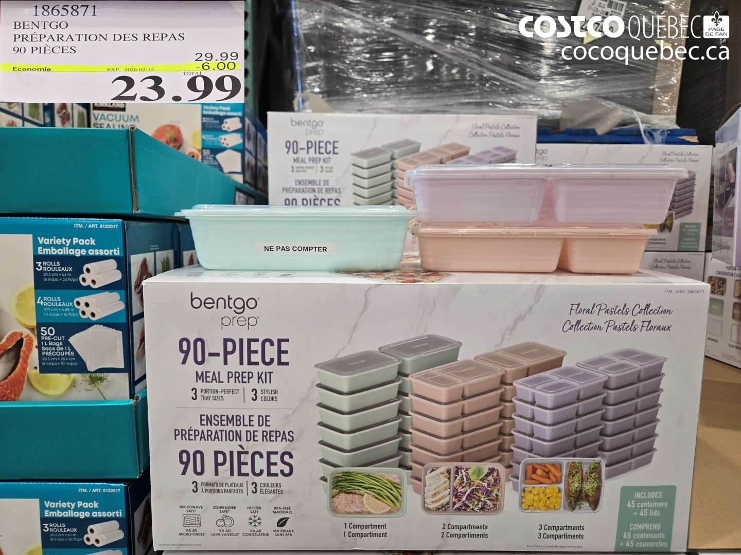 1865871 BENTGO PRÉPARATION DES REPAS 90 PIÈCES ($6.00 INSTANT SAVINGS EXPIRES ON 2026-02-15) $23.99