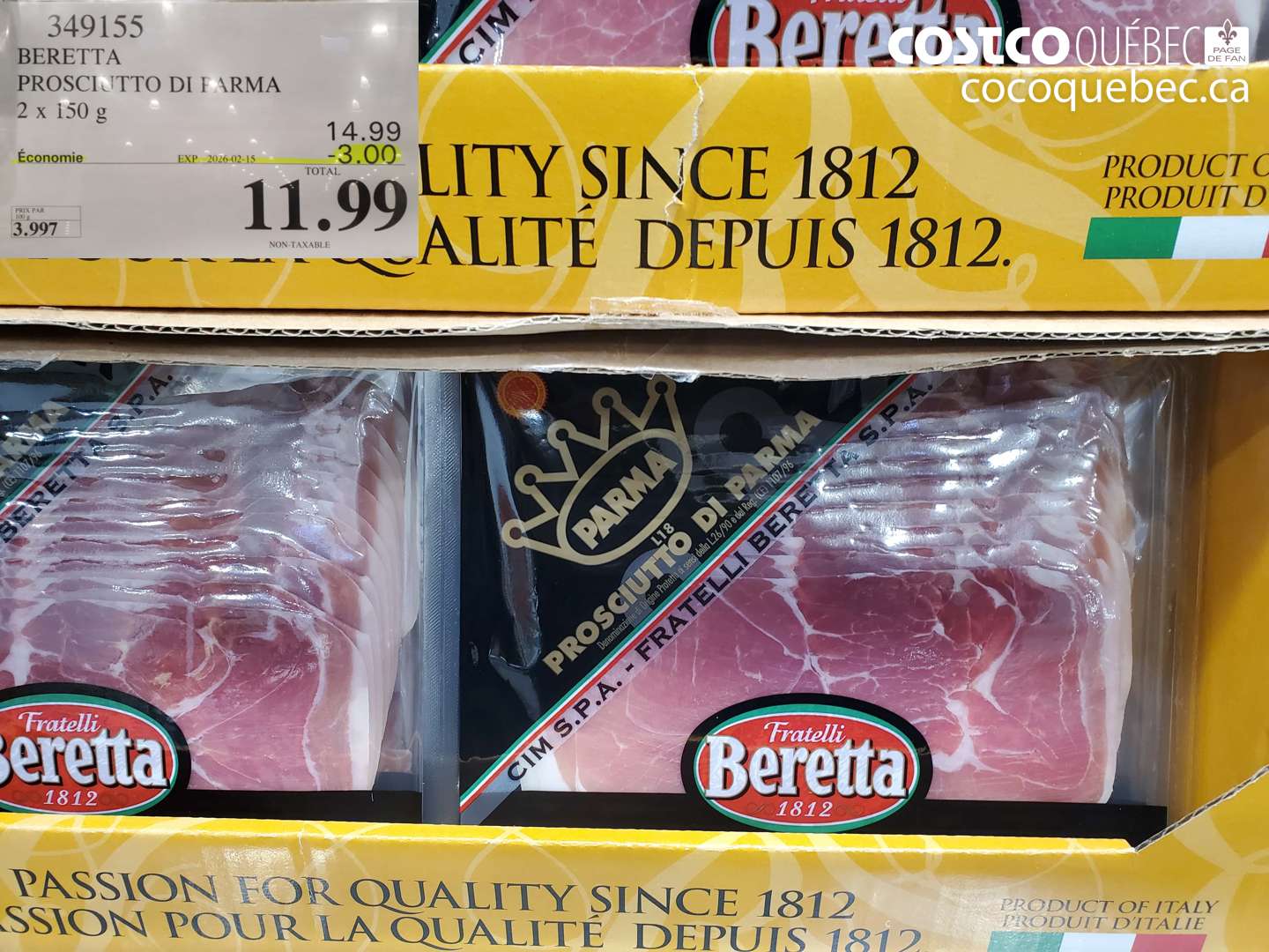349155 BERETTA PROSCIUTTO DI FARMA 2 x 150 g ($3.00 INSTANT SAVINGS EXPIRES ON 2026-02-15) $11.99