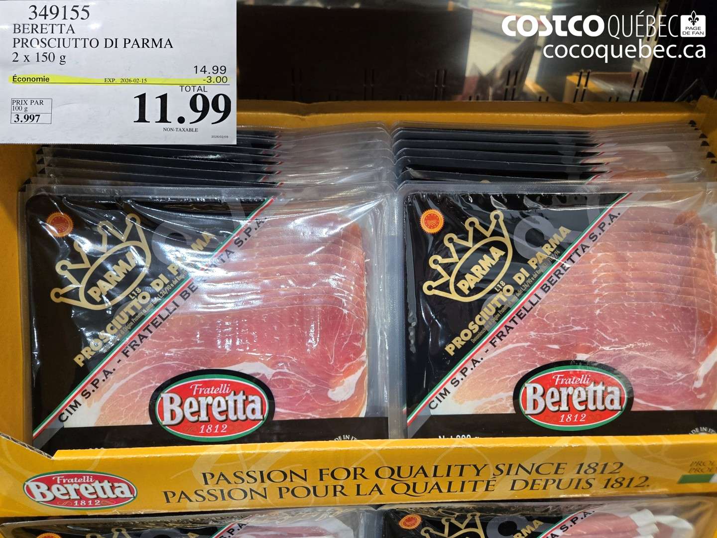 349155 BERETTA PROSCIUTTO DI PARMA 2 x 150 g ($3.00 INSTANT SAVINGS EXPIRES ON 2026-02-15) $11.99