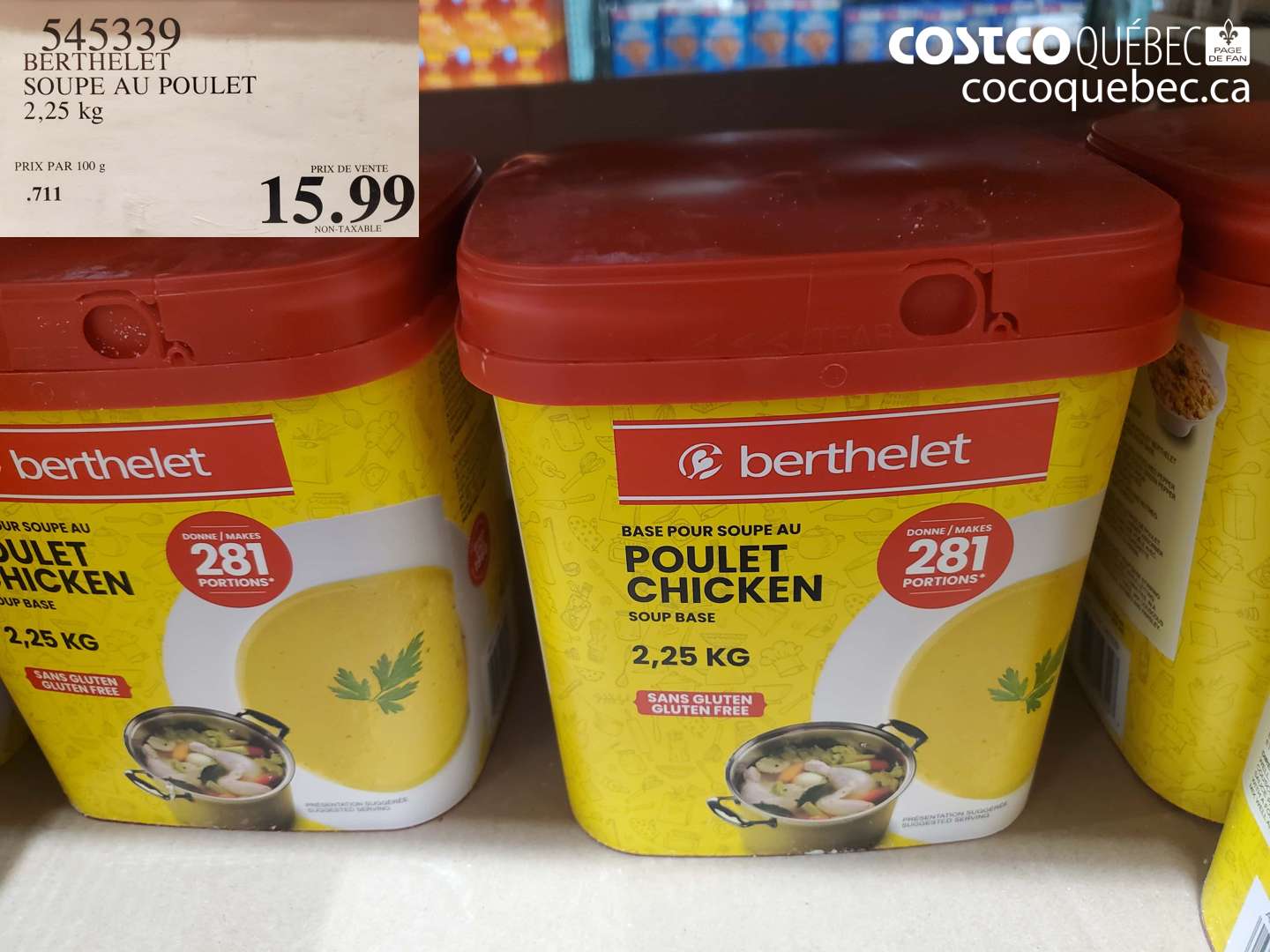 545339 BERTHELET SOUPE AU POULET 2,25 kg $15.99