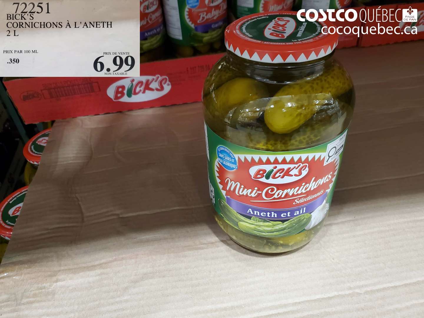 72251 BICK'S CORNICHONS À L'ANETH 2 L $6.99
