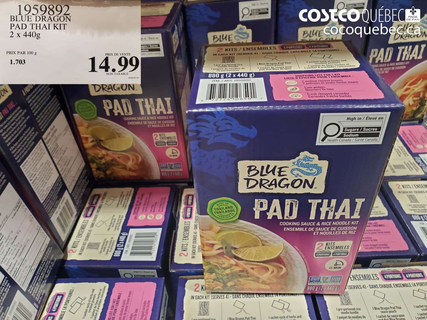 1959892 BLUE DRAGON PAD THAI KIT 2 x 440g $14.99
