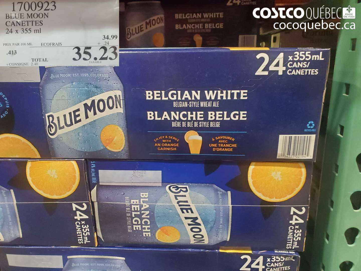 1700923 BLUE MOON CANETTES 24 x 355 ml $35.23