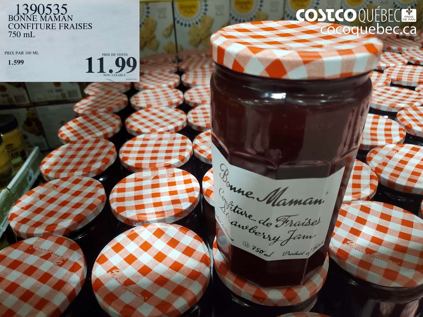 1390535 BONNE MAMAN CONFITURE FRAISES 750 mL $11.99