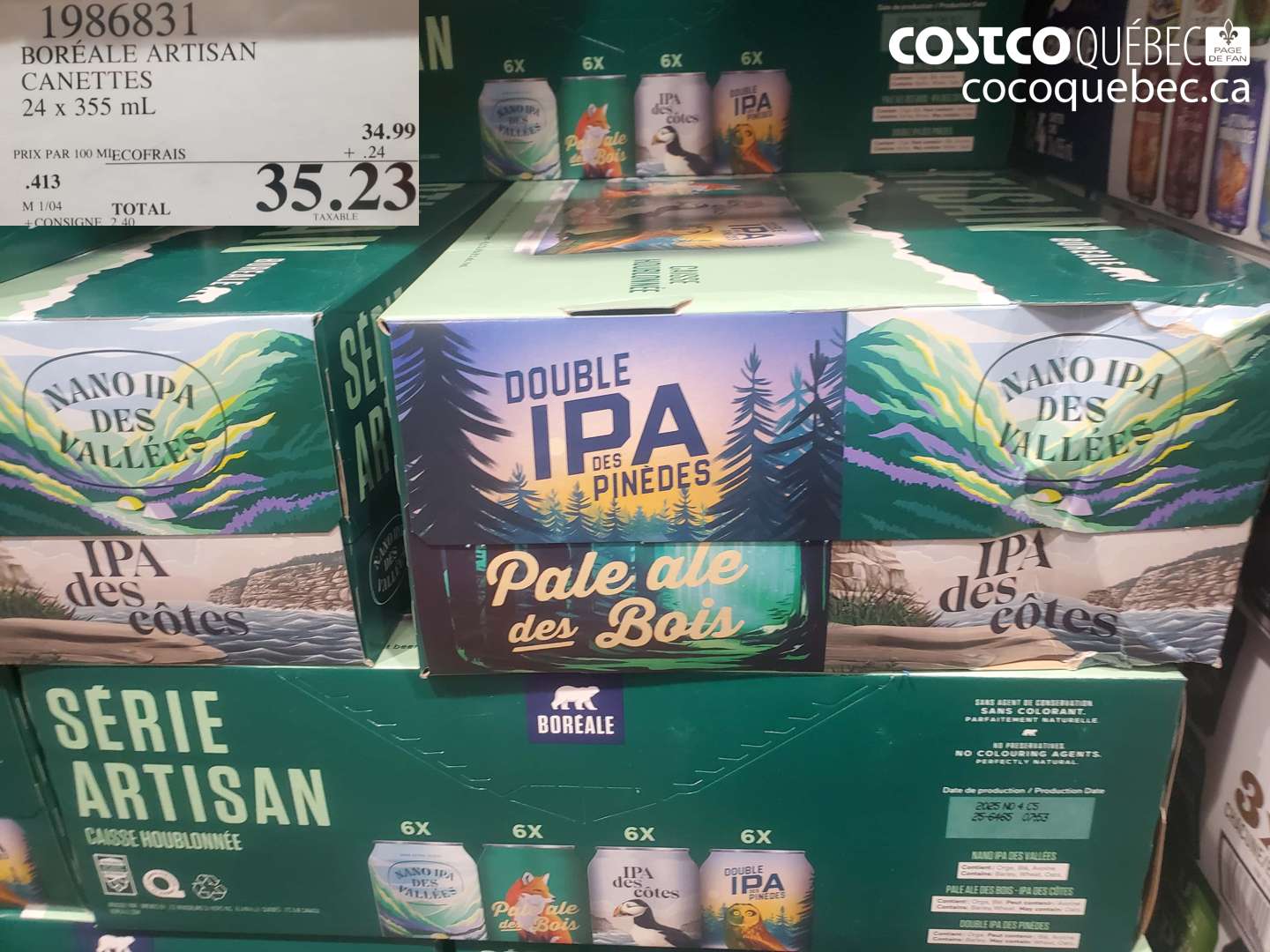 1986831 BORÉALE ARTISAN CANETTES 24 x 355 mL $35.23