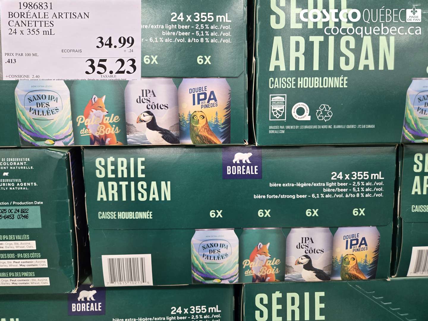 1986831 BORÉALE ARTISAN CANETTES 24 x 355 mL $35.23