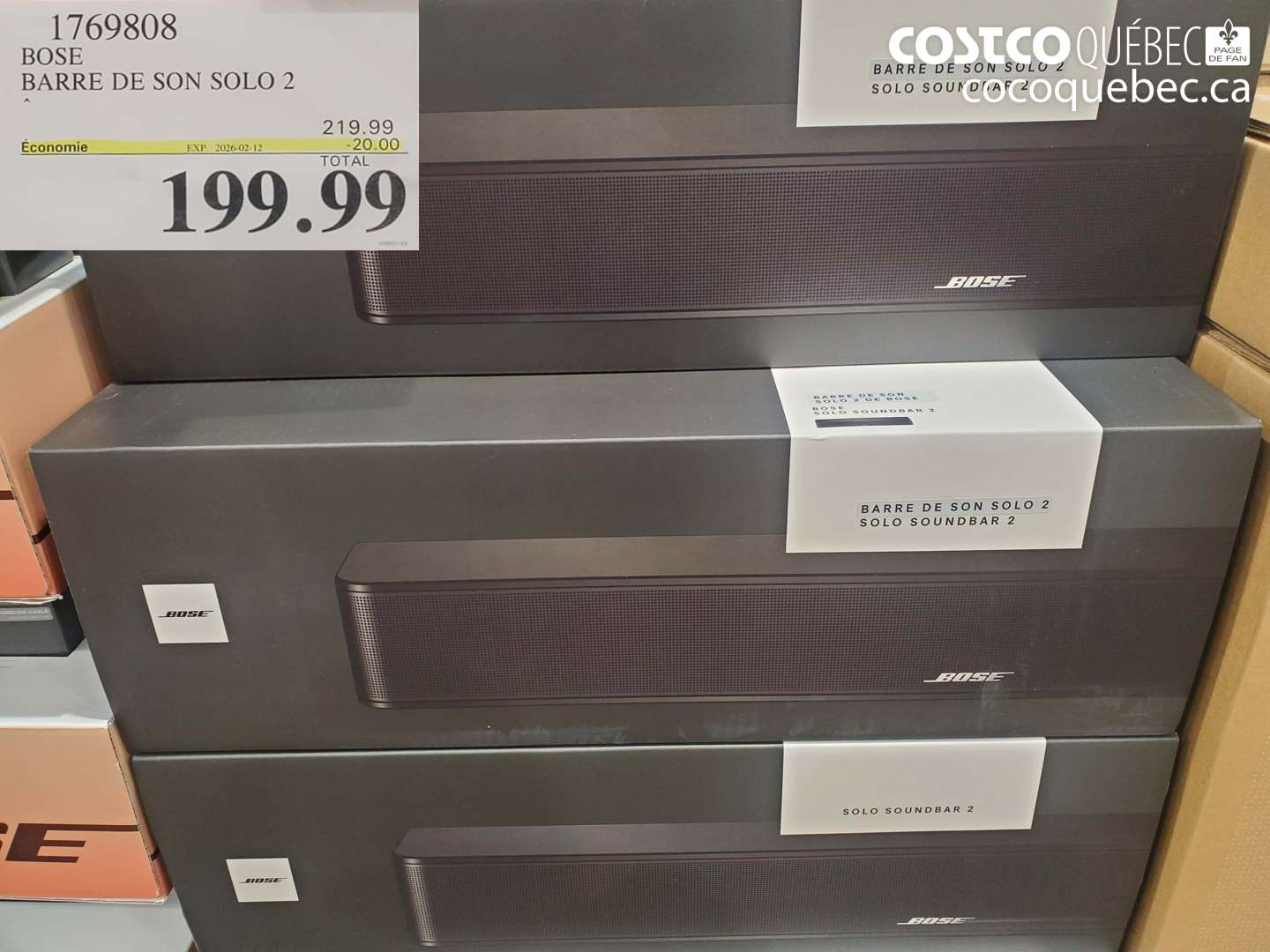 1769808 BOSE BARRE DE SON SOLO 2 ($20.00 INSTANT SAVINGS EXPIRES ON 2026-02-12) $199.99