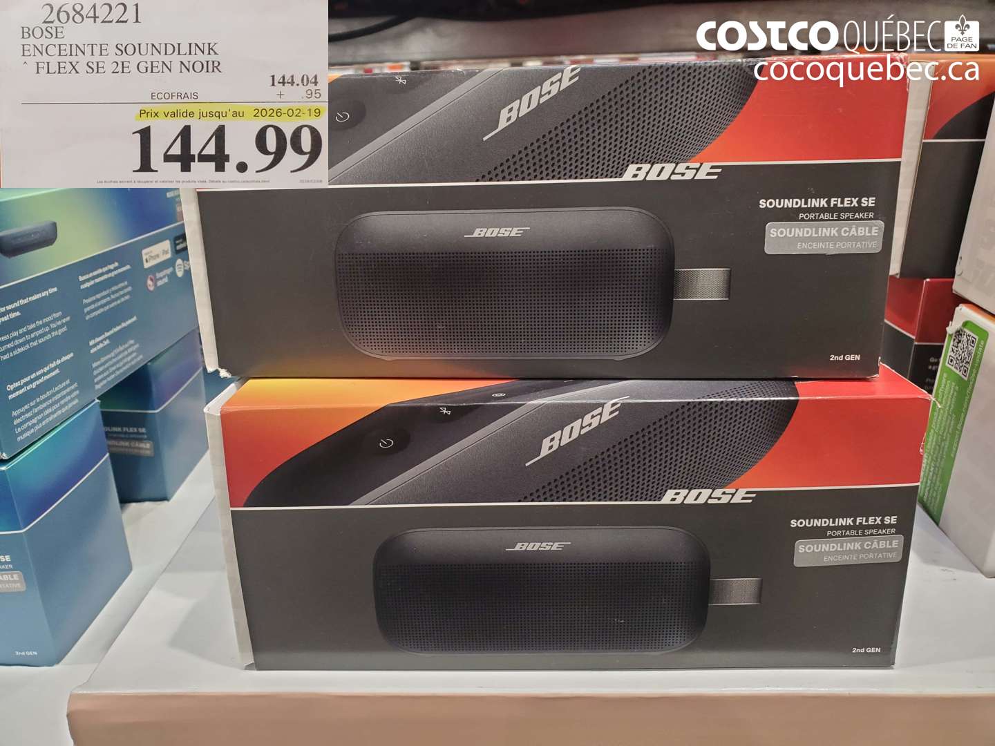2684221 BOSE ENCEINTE SOUNDLINK FLEX SE 2E GEN NOIR (EXPIRES ON 2026-02-19) $144.99