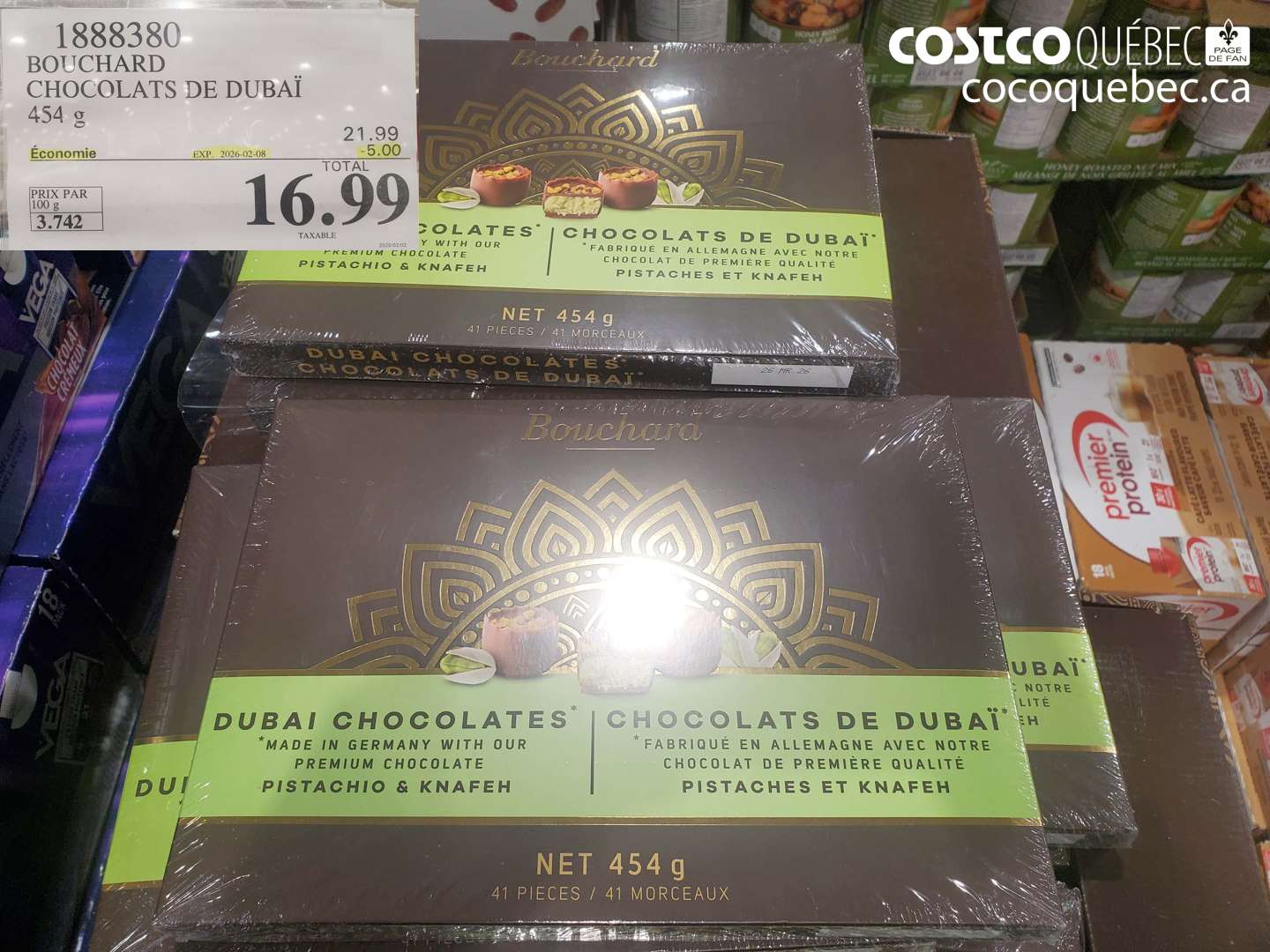 1888380 BOUCHARD CHOCOLATS DE DUBAI 454 g ($5.00 INSTANT SAVINGS EXPIRES ON 2026-02-08) $16.99