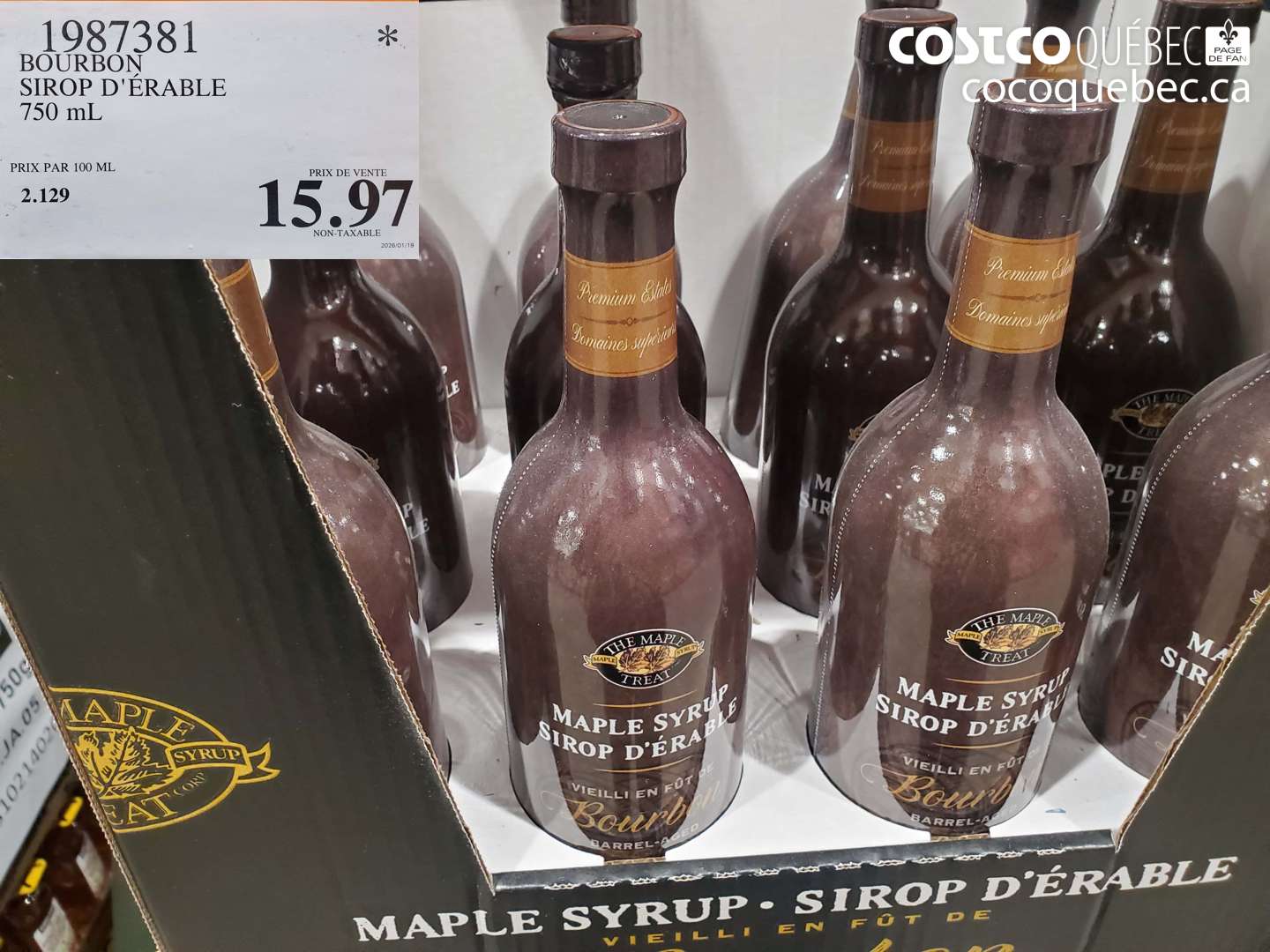 1987381 BOURBON SIROP D'ÉRABLE 750 mL $15.97