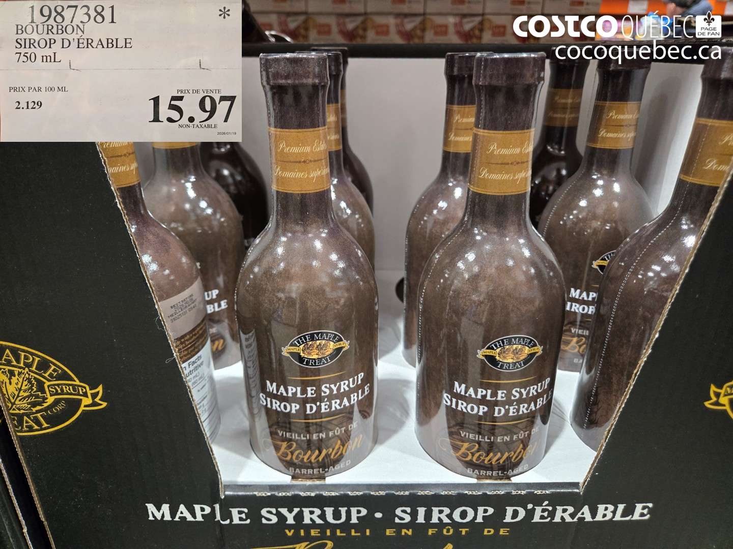 1987381 BOURBON SIROP D'ÉRABLE 750 mL $15.97