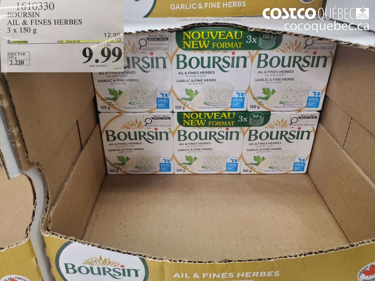 1610330 BOURSIN AIL & FINES HERBES 3 x 150 g ($3.00 INSTANT SAVINGS EXPIRES ON 2026-02-08) $9.99