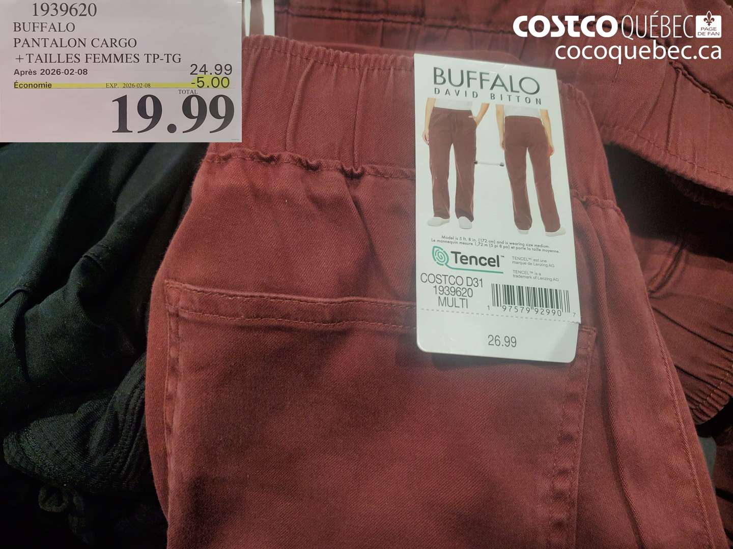 1939620 BUFFALO PANTALON CARGO + TAILLES FEMMES TP-TG ($5.00 INSTANT SAVINGS EXPIRES ON 2026-02-08) $19.99