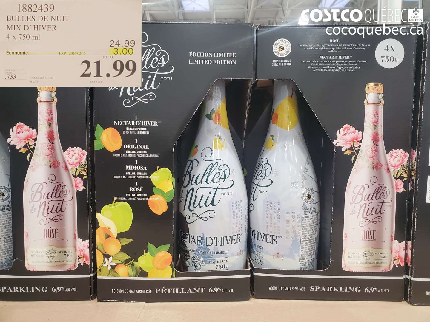 1882439 BULLES DE NUIT MIX D'HIVER 4 x 750 ml ($3.00 INSTANT SAVINGS EXPIRES ON 2026-02-15) $21.99