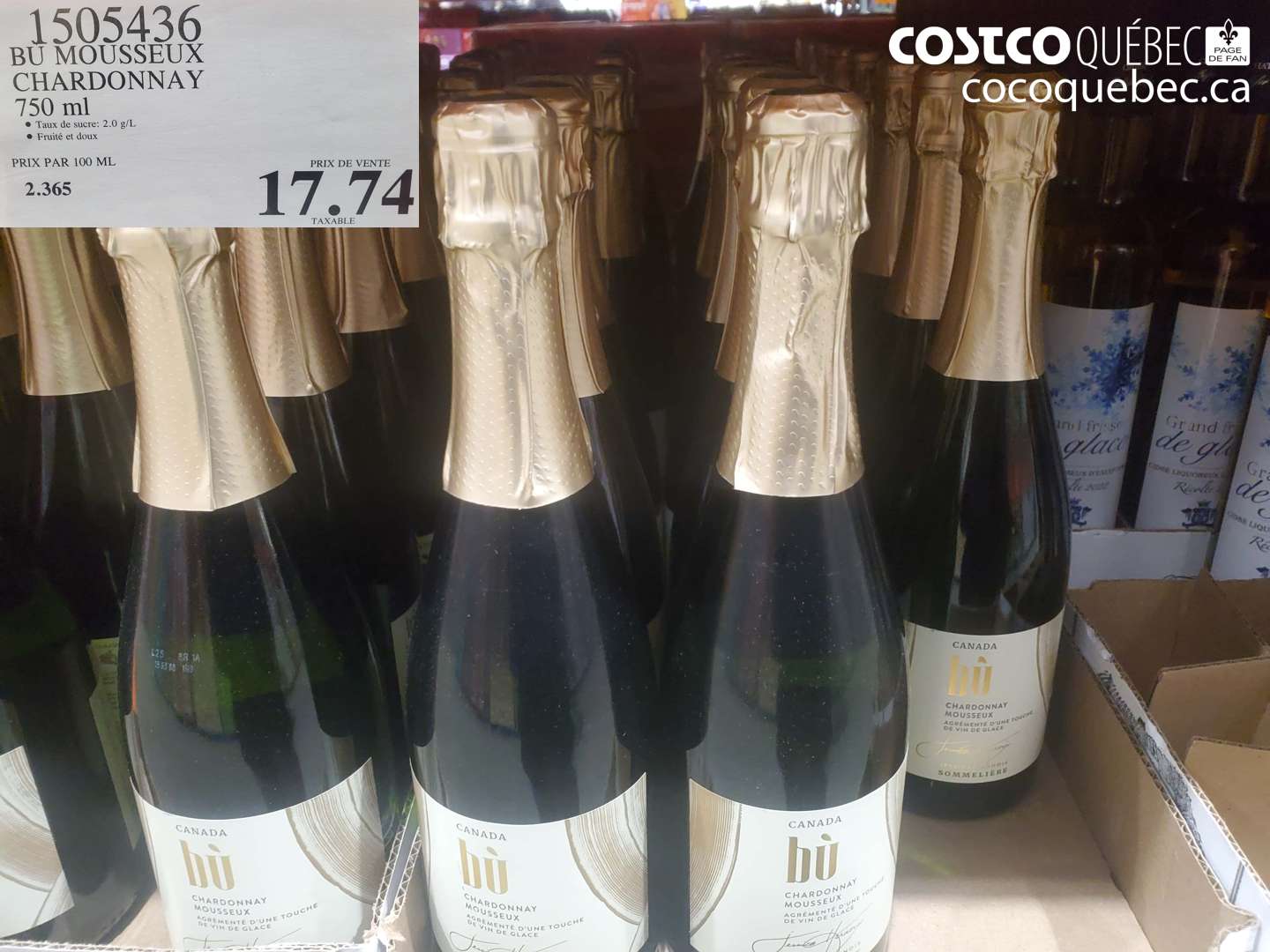 1505436 BU MOUSSEUX CHARDONNAY 750 ml $17.74