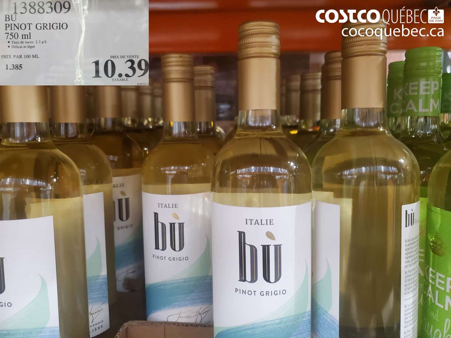 1388309 BU PINOT GRIGIO 750 ml $10.39