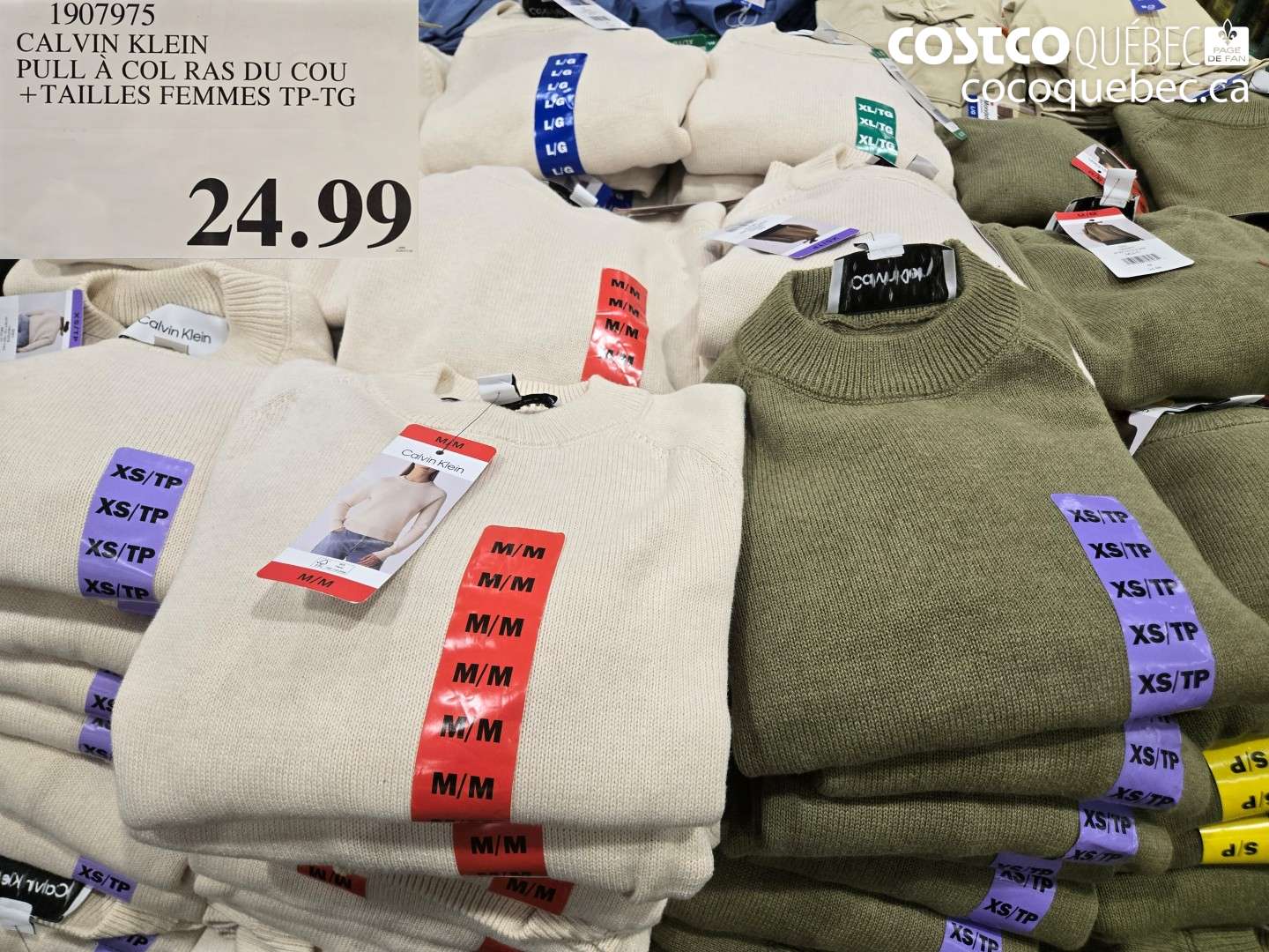 1907975 CALVIN KLEIN PULL À COL RAS DU COU +TAILLES FEMMES TP-TG $24.99