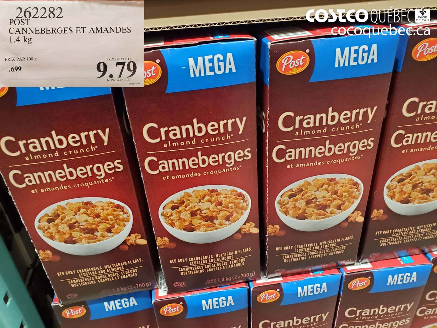 262282 CANNEBERGES ET AMANDES 1.4 kg $9.79