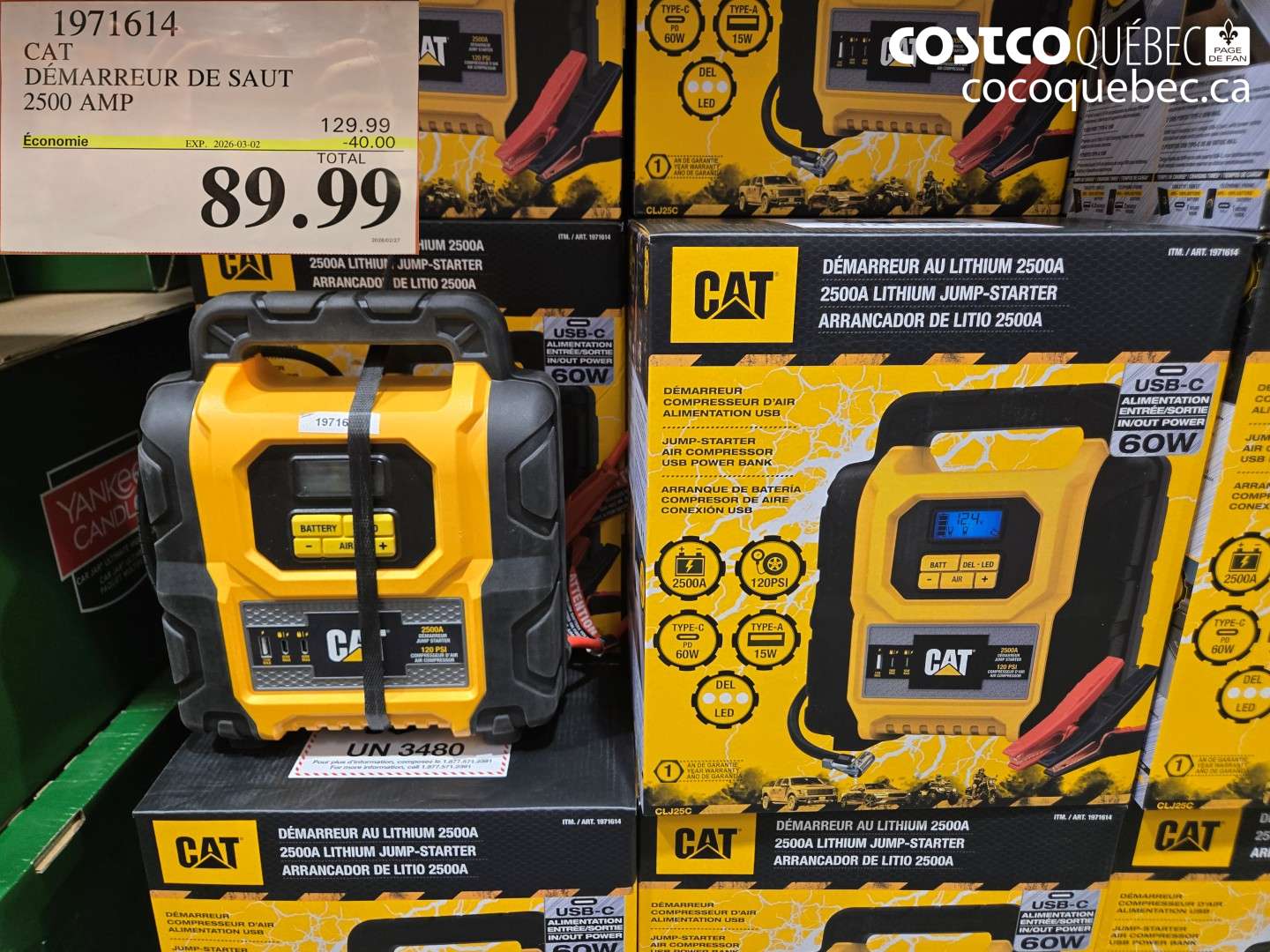 1971614 CAT DÉMARREUR DE SAUT 2500 AMP ($40.00 INSTANT SAVINGS EXPIRES ON 2026-03-02) $89.99