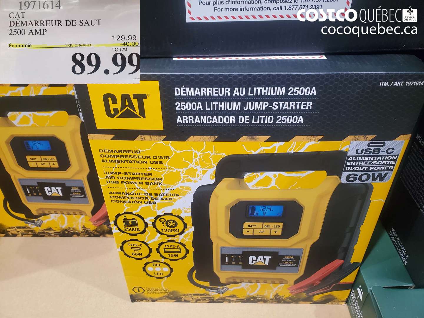 1971614 CAT DÉMARRREUR DE SAUT 2500 AMP ($40.00 INSTANT SAVINGS EXPIRES ON 2026-02-23) $89.99