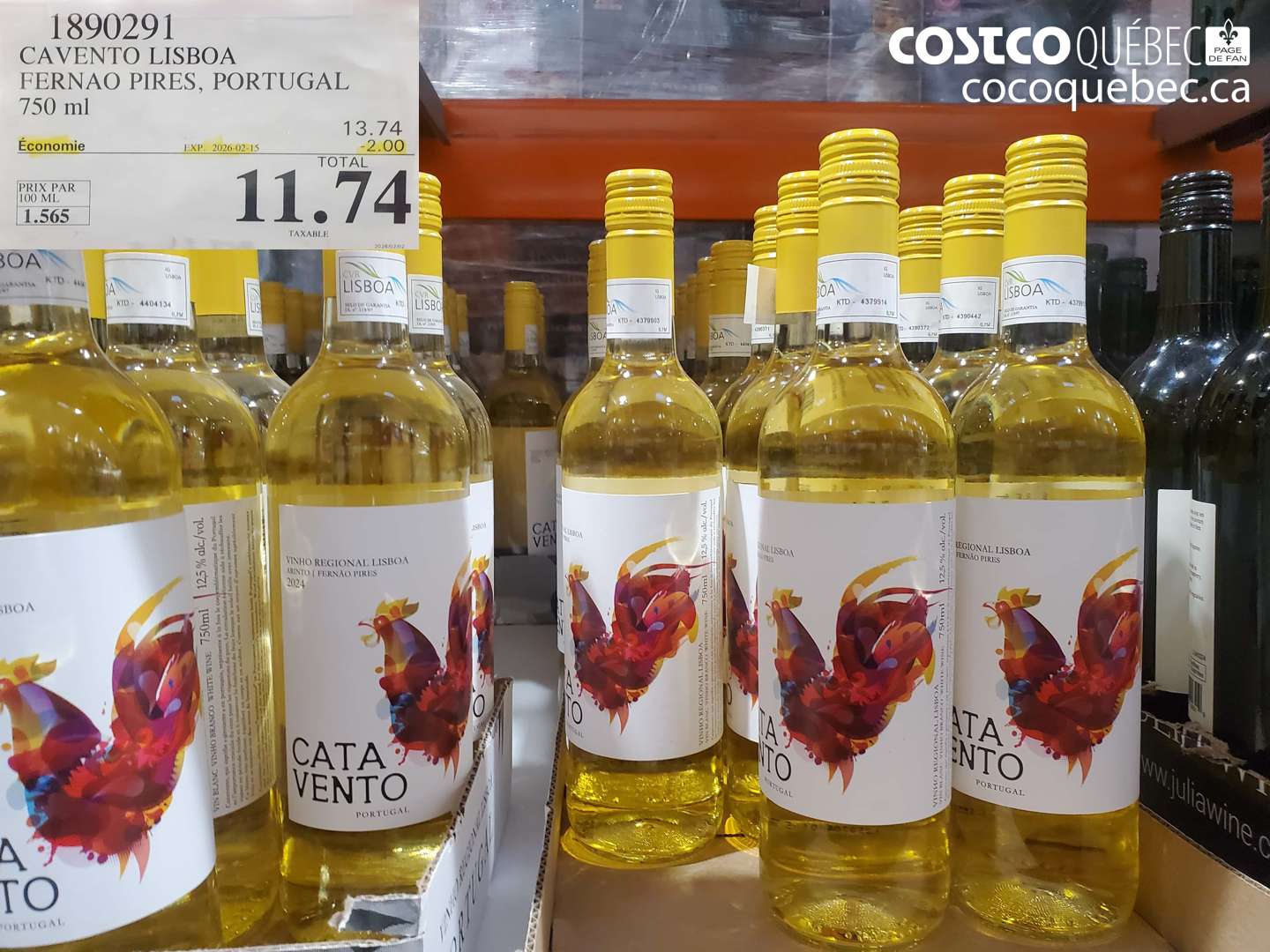 1890291 CAVENTO LISBOA FERNAO PIRES, PORTUGAL 750 ml ($2.00 INSTANT SAVINGS EXPIRES ON 2026-02-15) $11.74