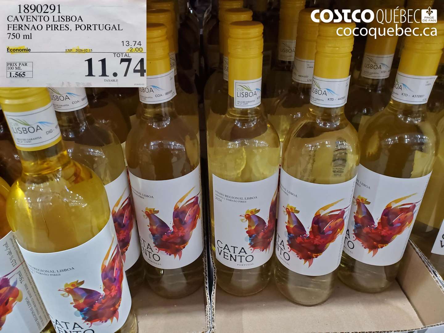 1890291 CAVENTO LISBOA FERNAO PIRES, PORTUGAL 750 ml ($2.00 INSTANT SAVINGS EXPIRES ON 2026-02-15) $11.74