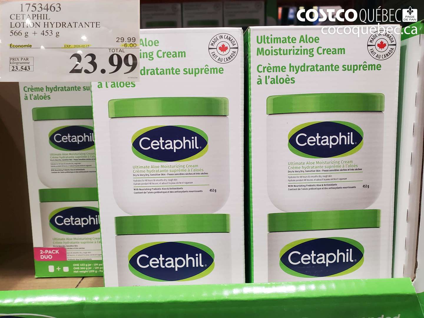 1753463 CETAPHIL LOTION HYDRATANTE ($6.00 INSTANT SAVINGS EXPIRES ON 2026-02-15) $23.99