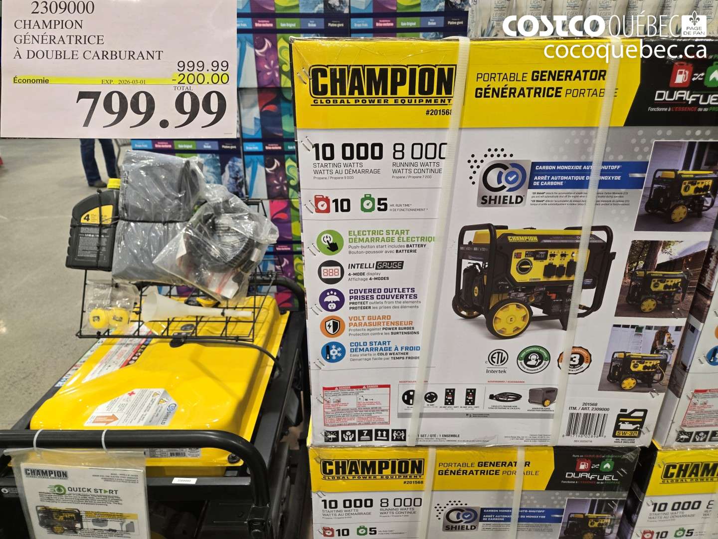2309000 CHAMPION GÉNÉRATRICE À DOUBLE CARBURANT ($200.00 INSTANT SAVINGS EXPIRES ON 2026-03-01) $799.99