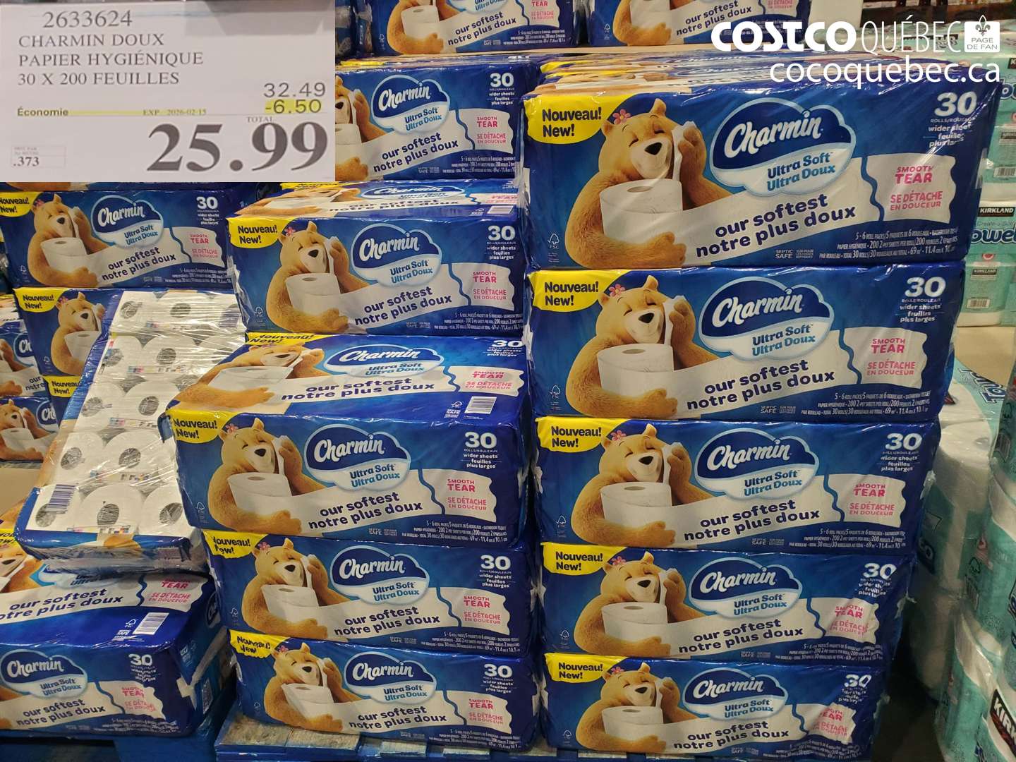 2633624 CHARMIN DOUX PAPIER HYGIÉNIQUE 30 X 200 FEUILLES ($6.50 INSTANT SAVINGS EXPIRES ON 2026-02-15) $25.99