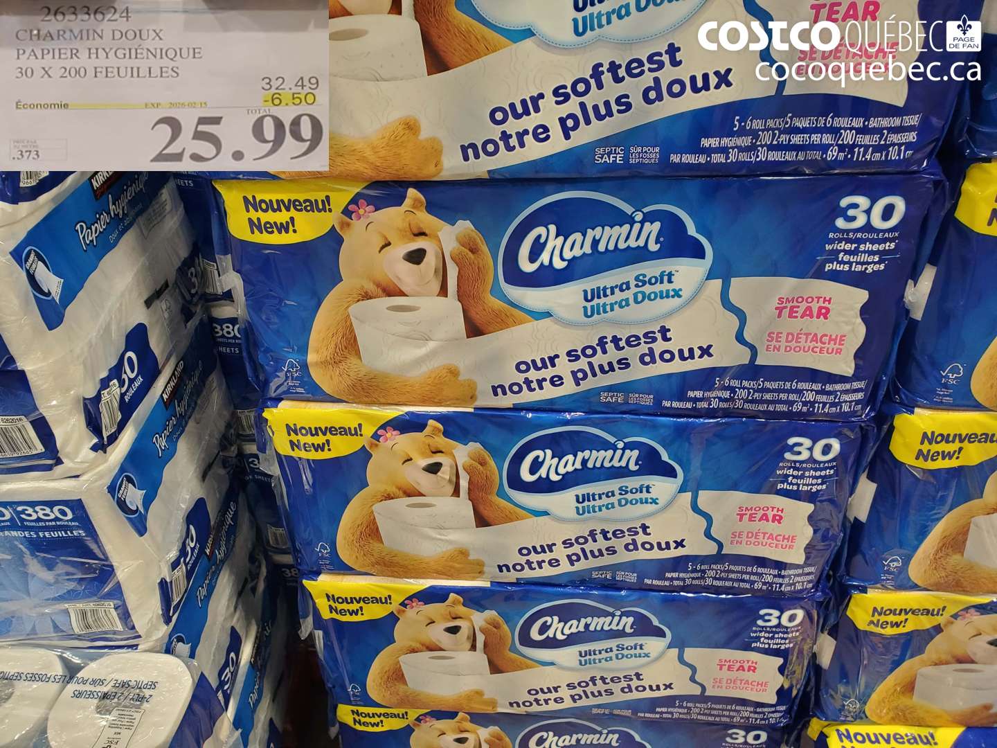 2633624 CHARMIN DOUX PAPIER HYGIÉNIQUE 30 X 200 FEUILLES ($6.50 INSTANT SAVINGS EXPIRES ON 2026-02-15) $25.99