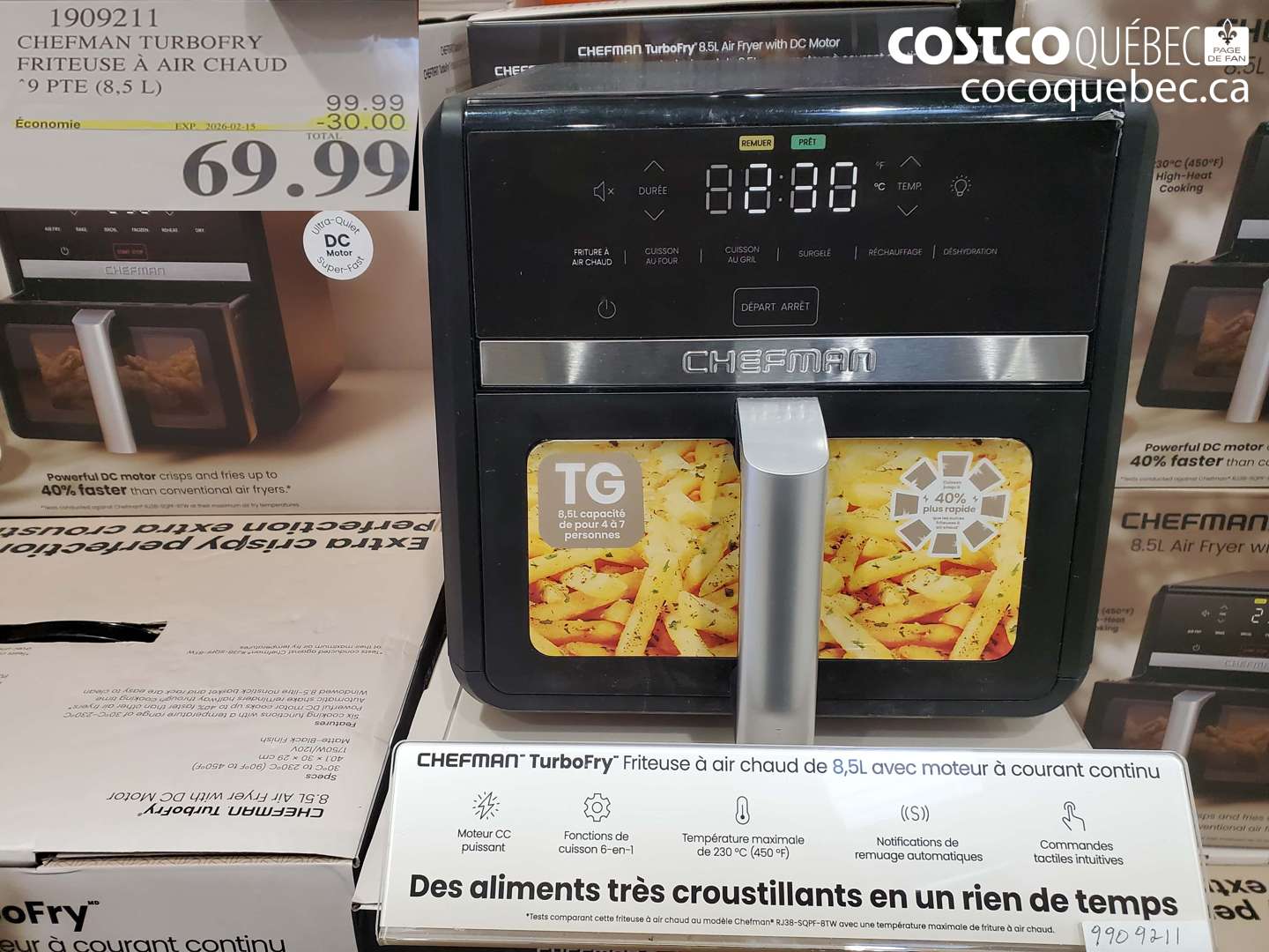 19092111 CHEFMAN TURBOFRY FRITEUSE À AIR CHAUD 9 PTE (8,5 L) ($30.00 INSTANT SAVINGS EXPIRES ON 2026-02-15) $69.99