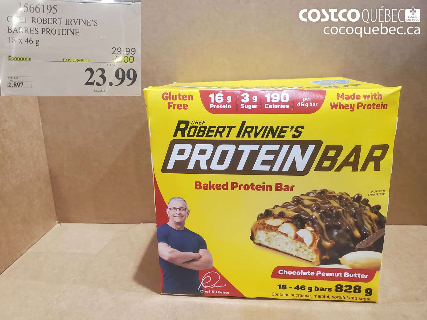 1566195 CHEF ROBERT IRVINE'S BARRES PROTEINE ($0.00 INSTANT SAVINGS EXPIRES ON 2026-03-01) $23.99
