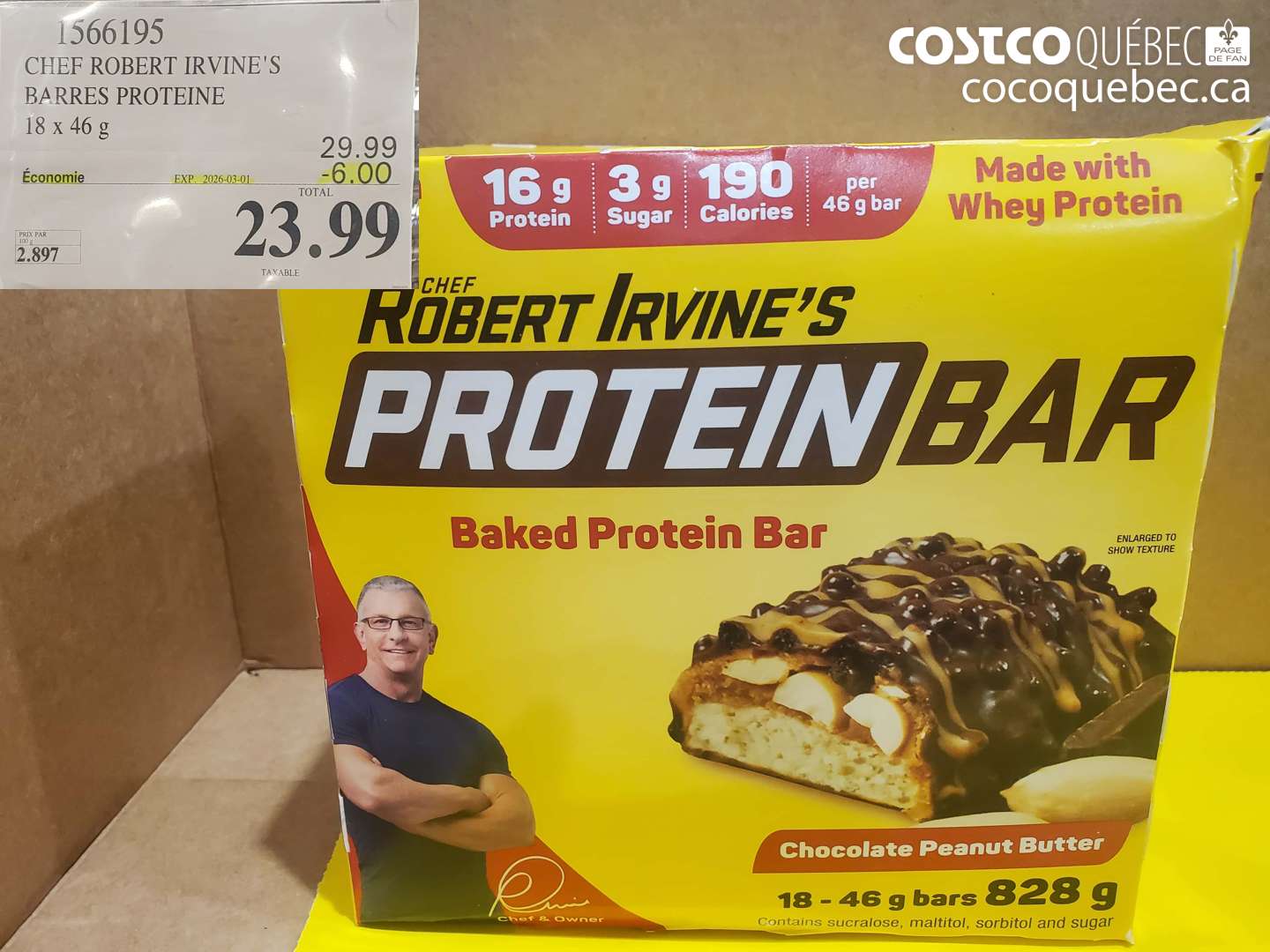 1566195 CHEF ROBERT IRVINE'S BARRES PROTEINE ($6.00 INSTANT SAVINGS EXPIRES ON 2026-03-01) $23.99