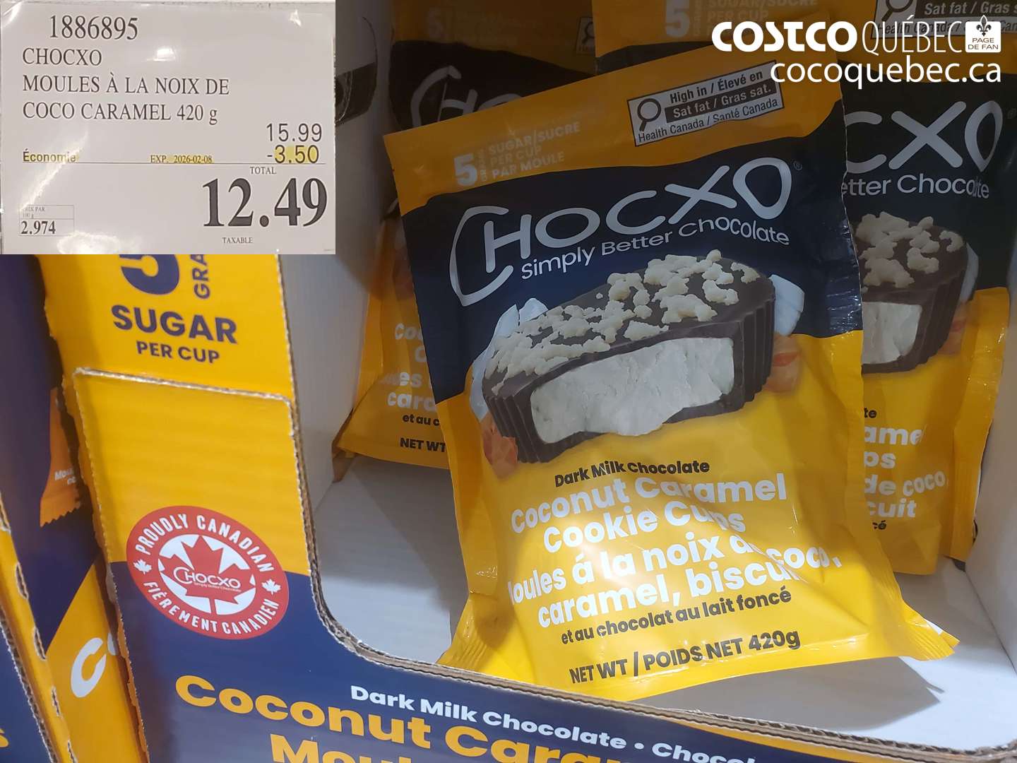 1886895 CHOCXO MOULES A LA NOIX DE COCO CARAMEL 420 g ($3.50 INSTANT SAVINGS EXPIRES ON 2026-02-08) $12.49