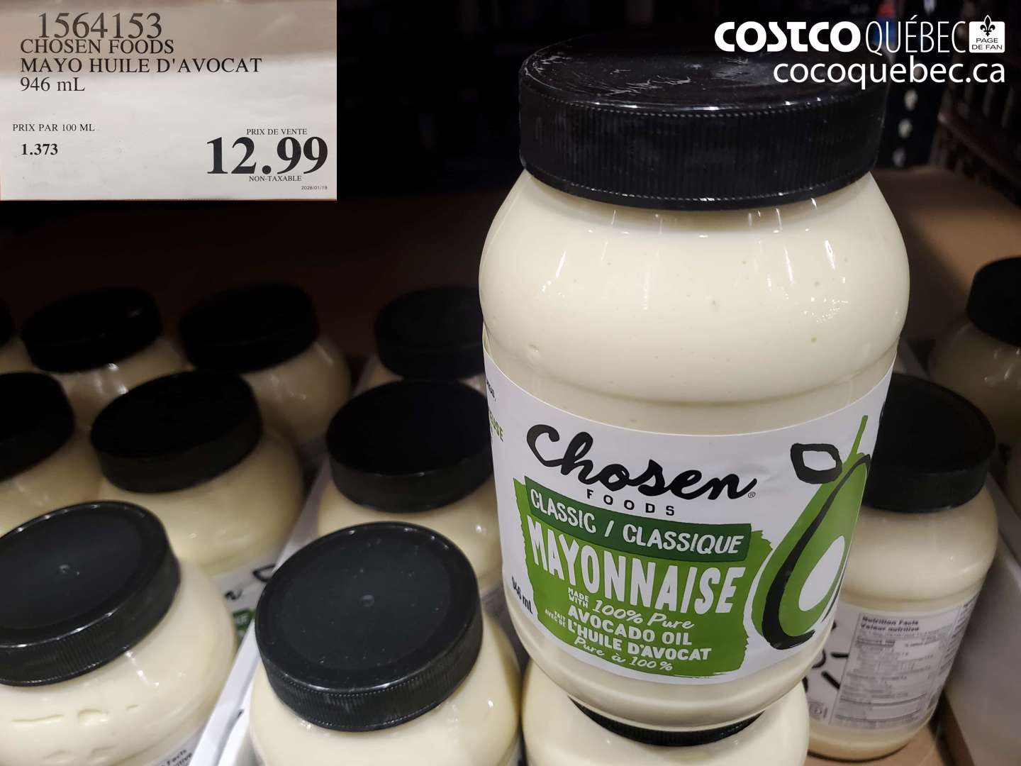 1564153 CHOSEN FOODS MAYO HUILE D'AVOCAT 946 mL $12.99