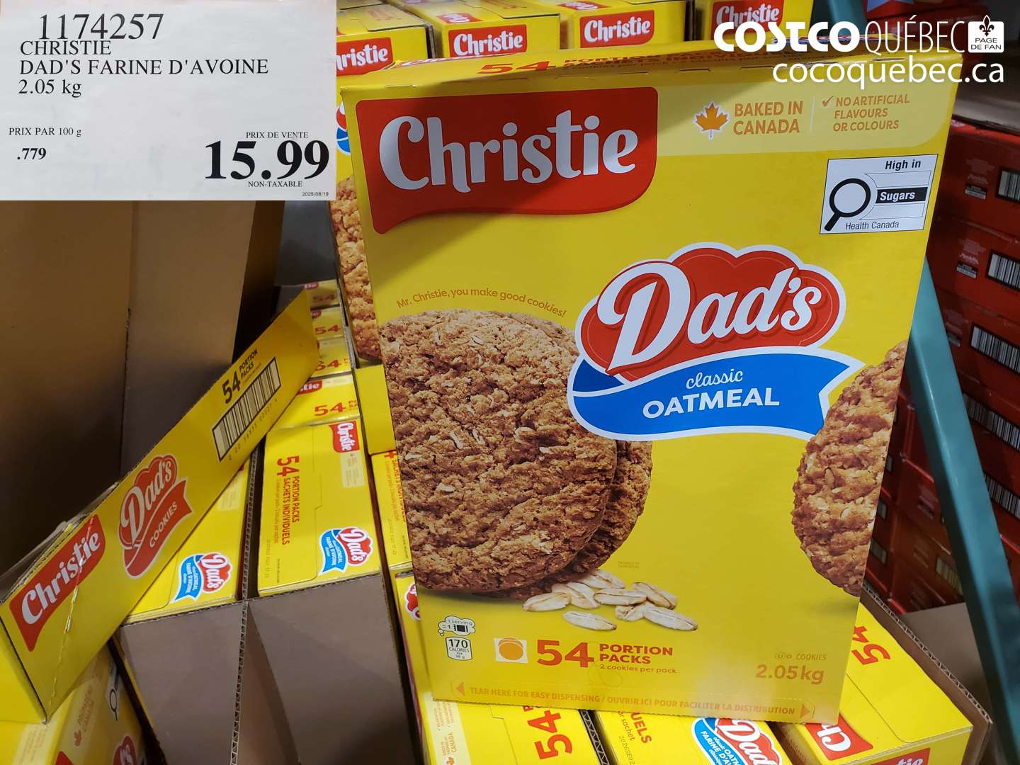 1174257 CHRISTIE DAD'S FARINE D'AVOINE 2.05 kg $15.99