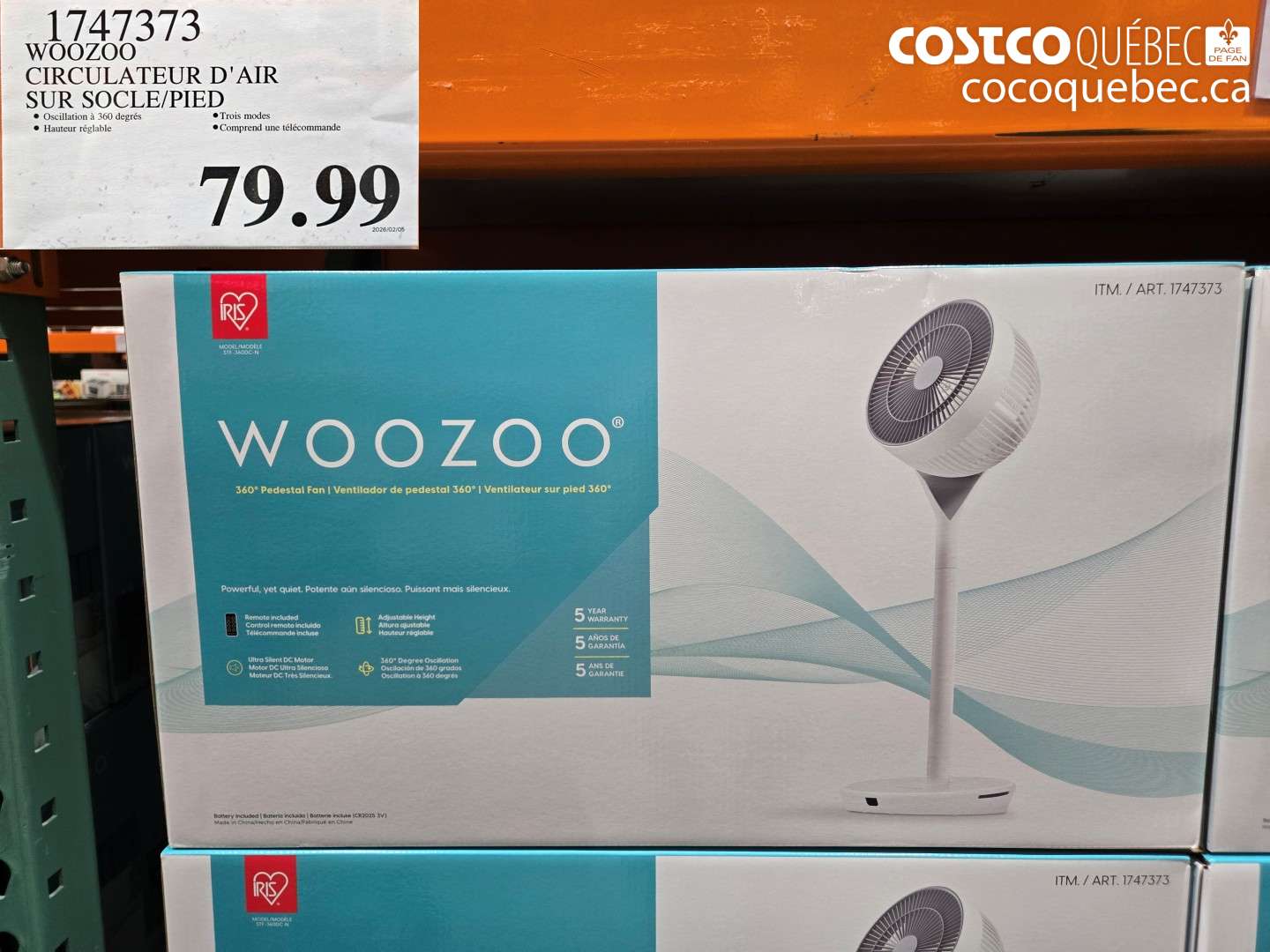 1747373 CIRCULATEUR D'AIR SUR SOL/PIED $79.99