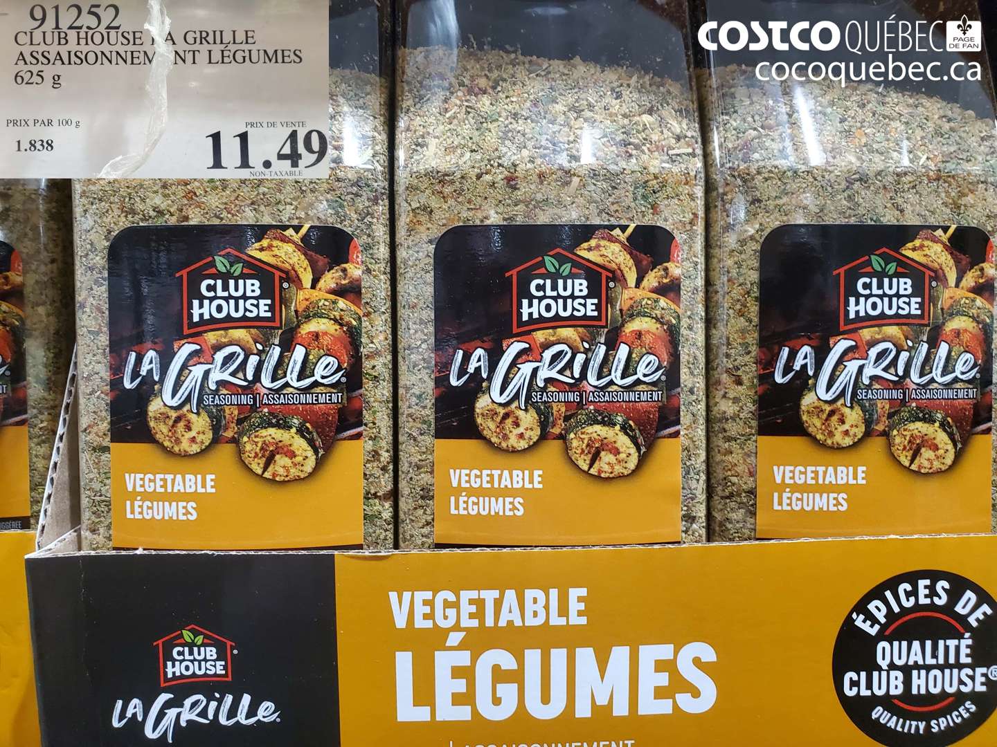 91252 CLUB HOUSE LA GRILLE ASSAISONNEMENT LÉGUMES 625 g $11.49