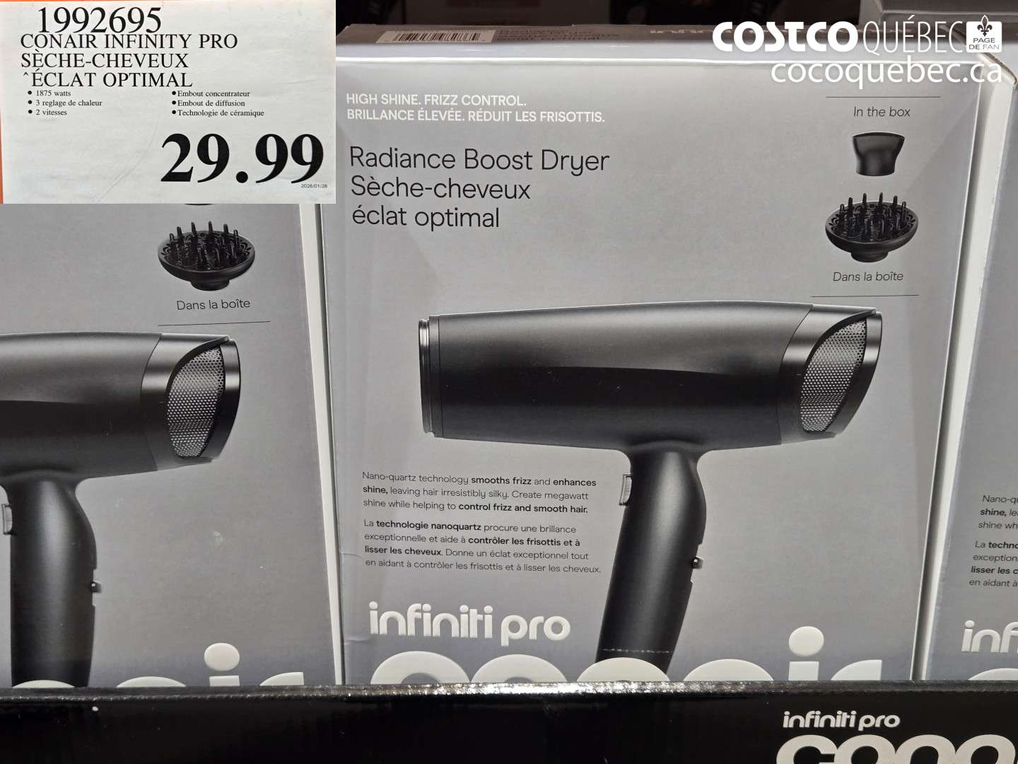 1992695 CONAIR INFINITY PRO SÈCHE-CHEVEUX ÉCLAT OPTIMAL $29.99