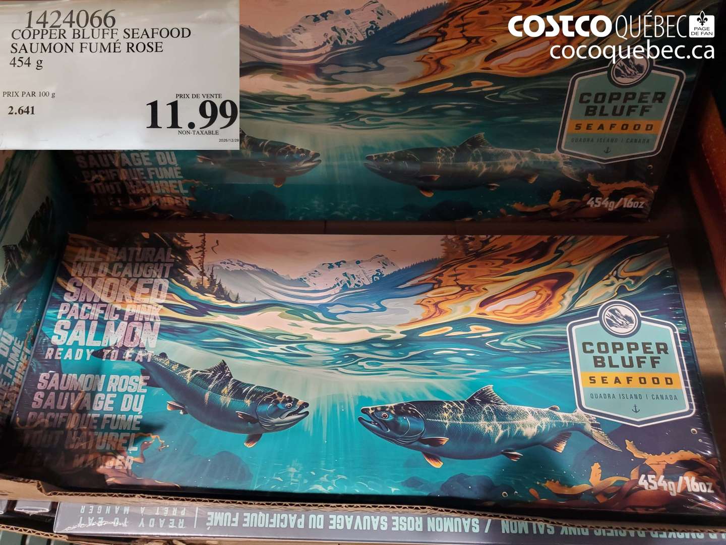 1424066 COPPER BLUFF SEAFOOD SAUMON FUMÉ ROSE 454 g $11.99
