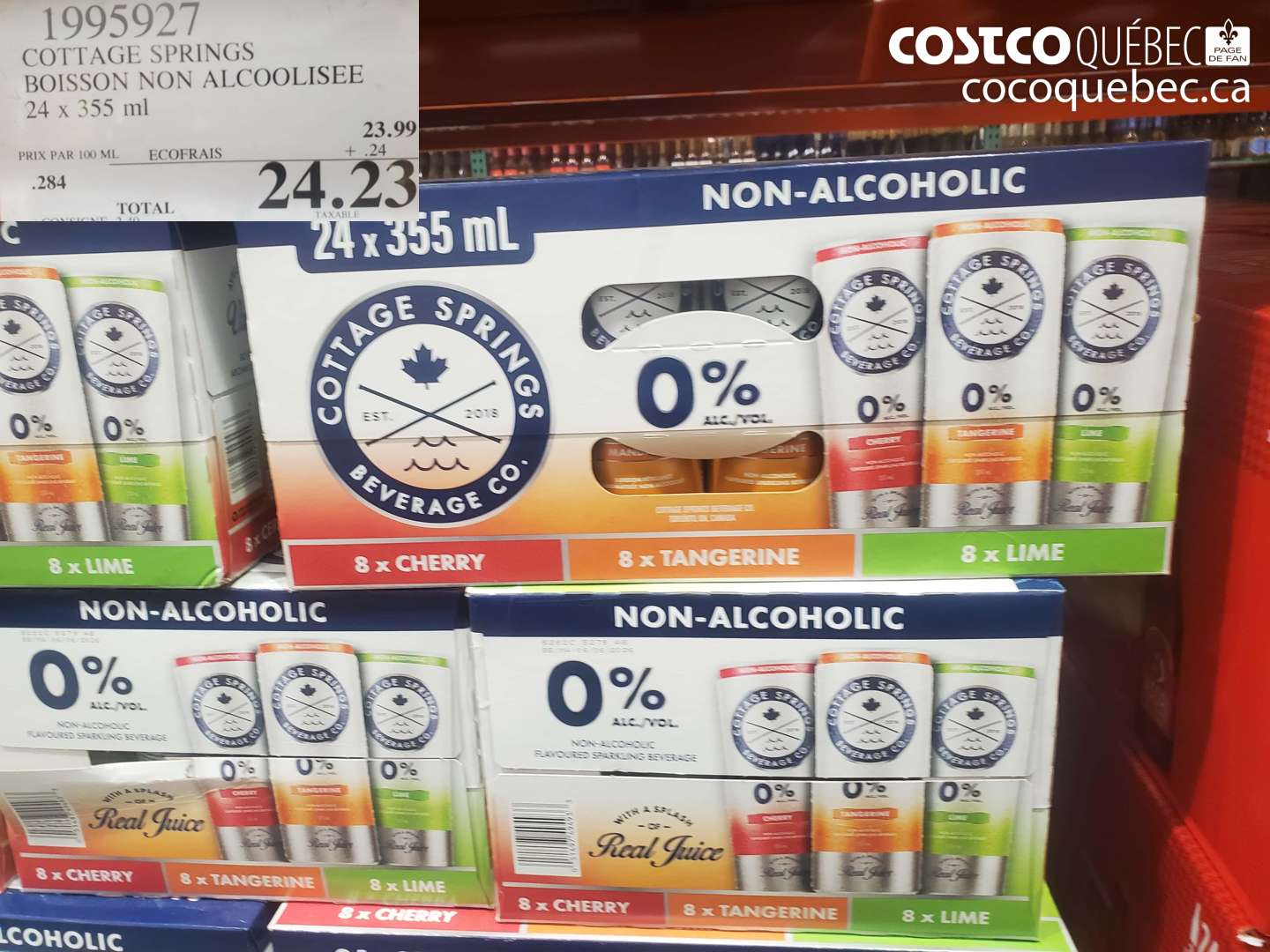 1995927 COTTAGE SPRINGS BOISSON NON ALCOOLISEE 24 x 355 ml $24.23