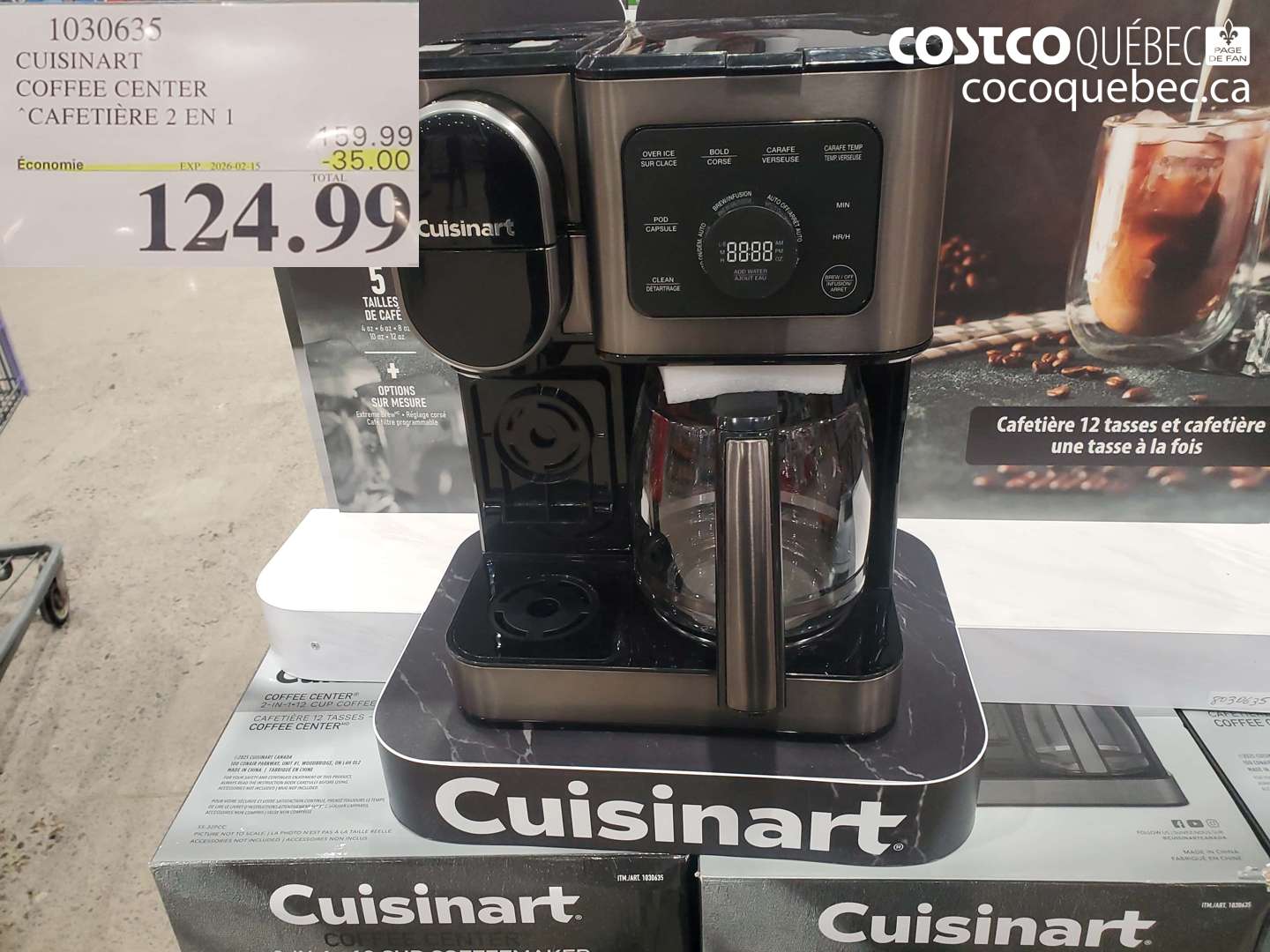 1030635 CUISINART COFFEE CENTER CAFETIÈRE 2 EN 1 ($35.00 INSTANT SAVINGS EXPIRES ON 2026-02-15) $124.99