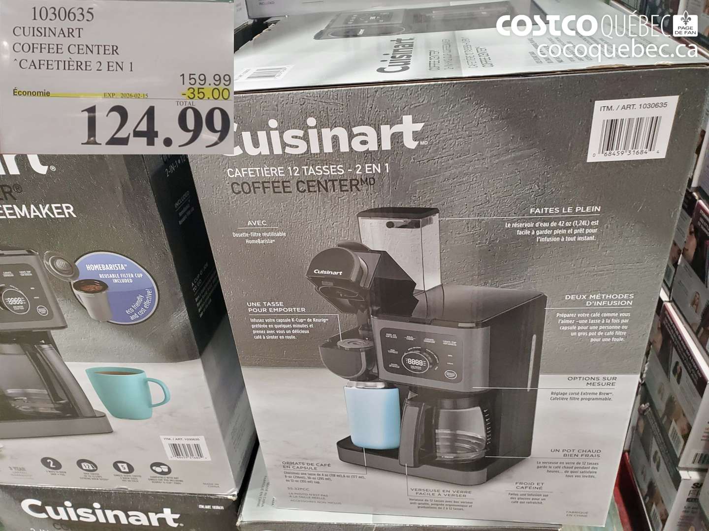 1030635 CUISINART COFFEE CENTER CAFETIÈRE 2 EN 1 ($35.00 INSTANT SAVINGS EXPIRES ON 2026-02-15) $124.99