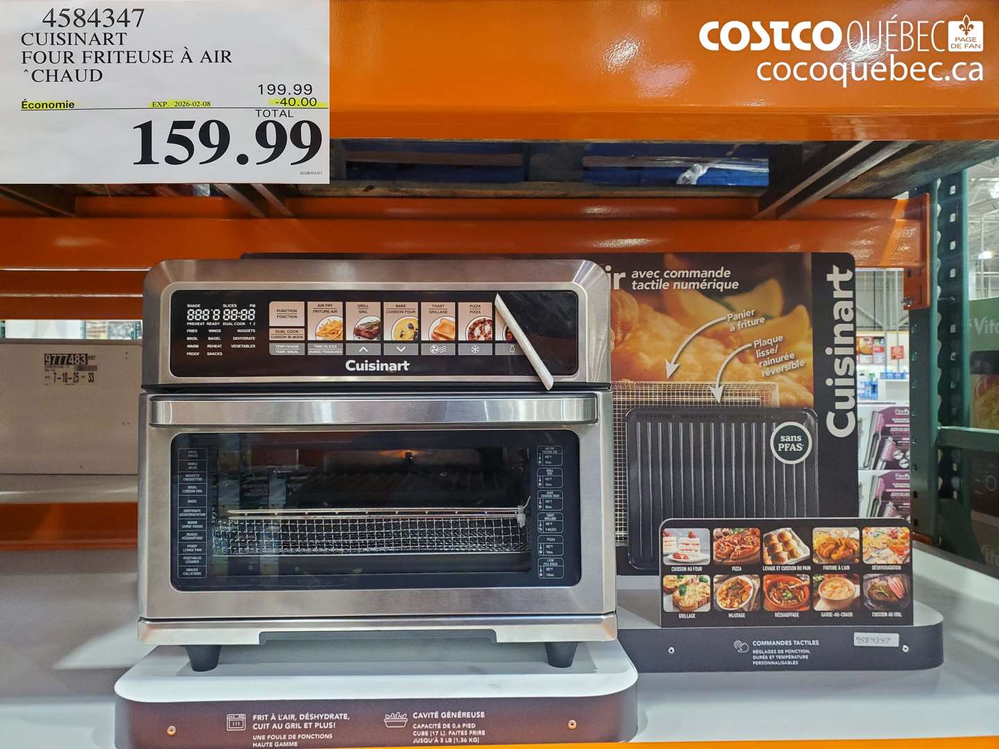 4584347 CUISINART FOUR FRITEUSE À AIR CHAUD ($40.00 INSTANT SAVINGS EXPIRES ON 2026-02-08) $159.99